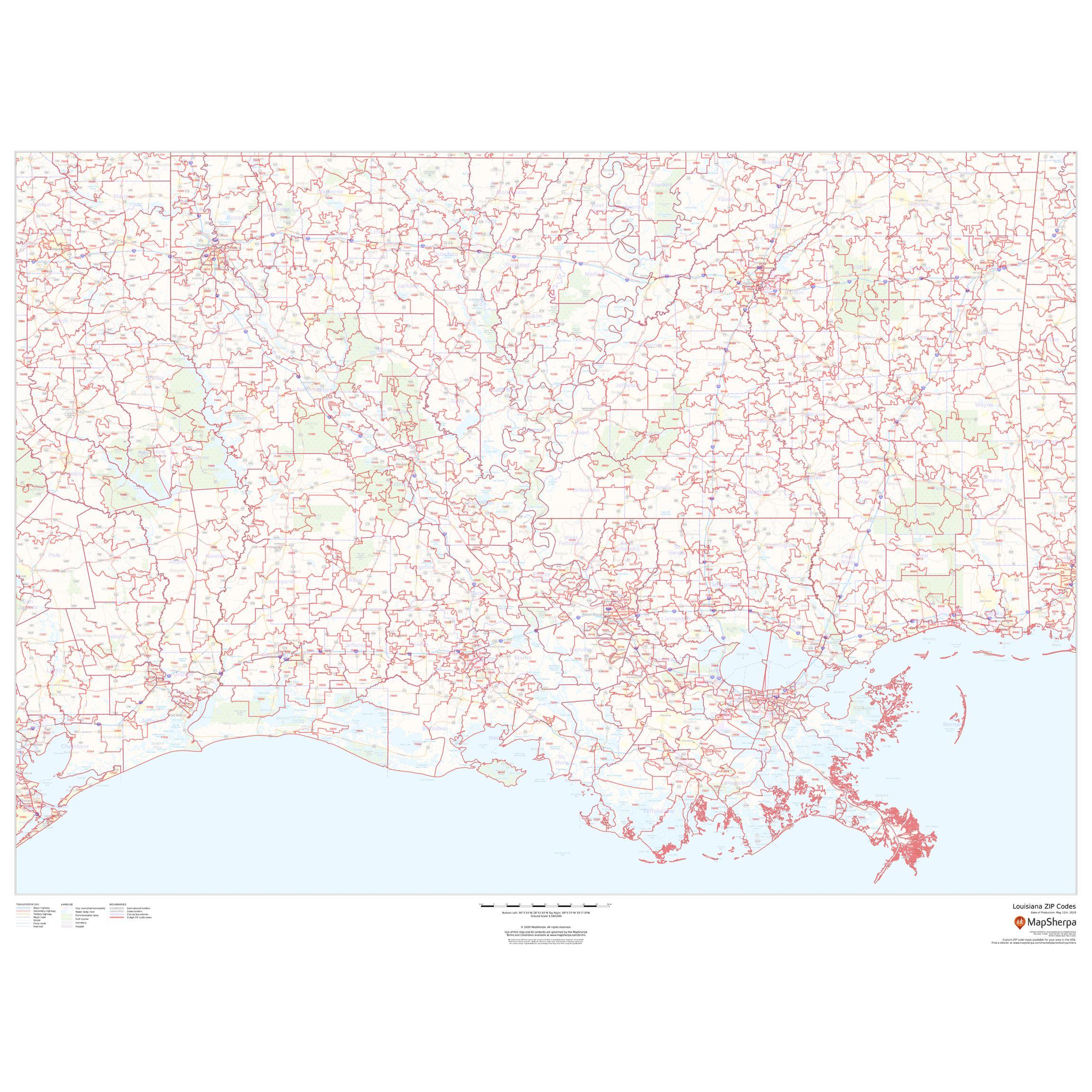 Louisiana Zip Code Map By Map Sherpa The Map Shop