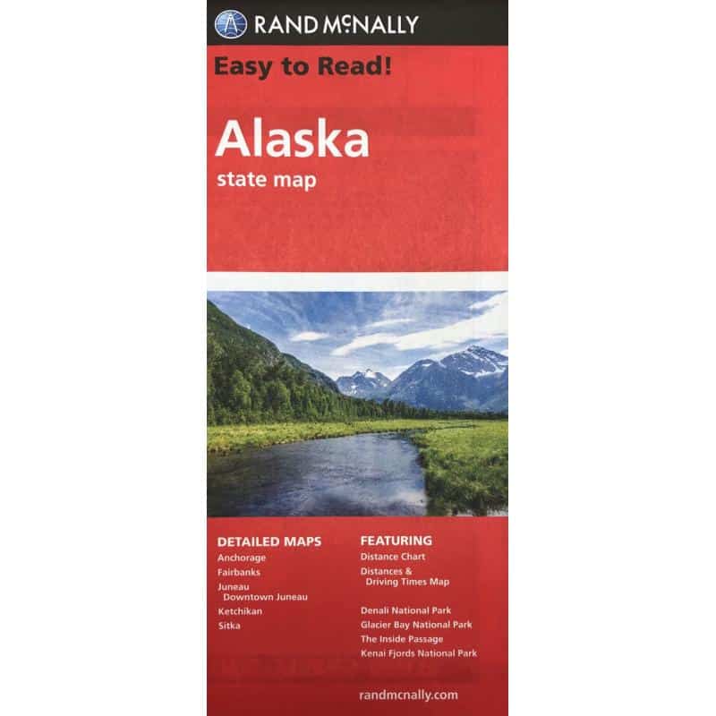 Alaska state map by Rand McNally with detailed parks, national parks, and driving maps for Anchorage, Fairbanks, Juneau, and more. Perfect for travelers seeking detailed geographic information.