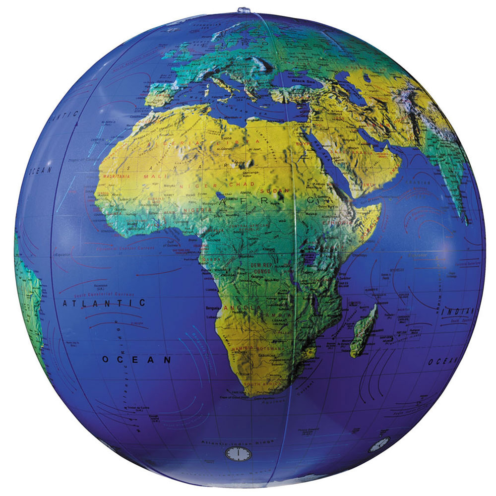 16 Inches Inflatable Globe Blow Up World Globe Topographic Map Globe Inflatable Earth Beach Ball Map Globes PVC Giant Globe Beach Ball for Kids School Classroom Geography Party Supplies 