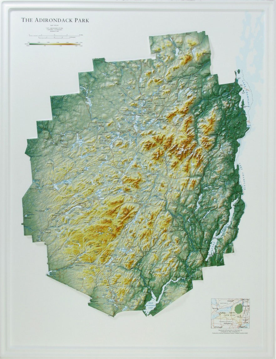 Adirondack High Peaks Topographic Map Adirondack Park Raised Relief Map By Hubbard Scientific - The Map Shop