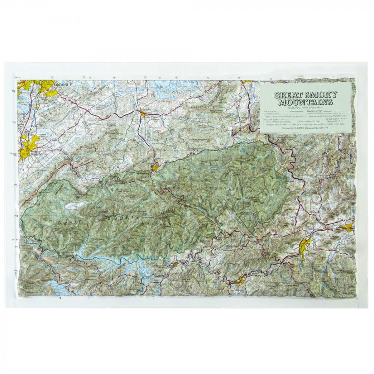 Great Smoky Mountain National Park Raised Relief Map 