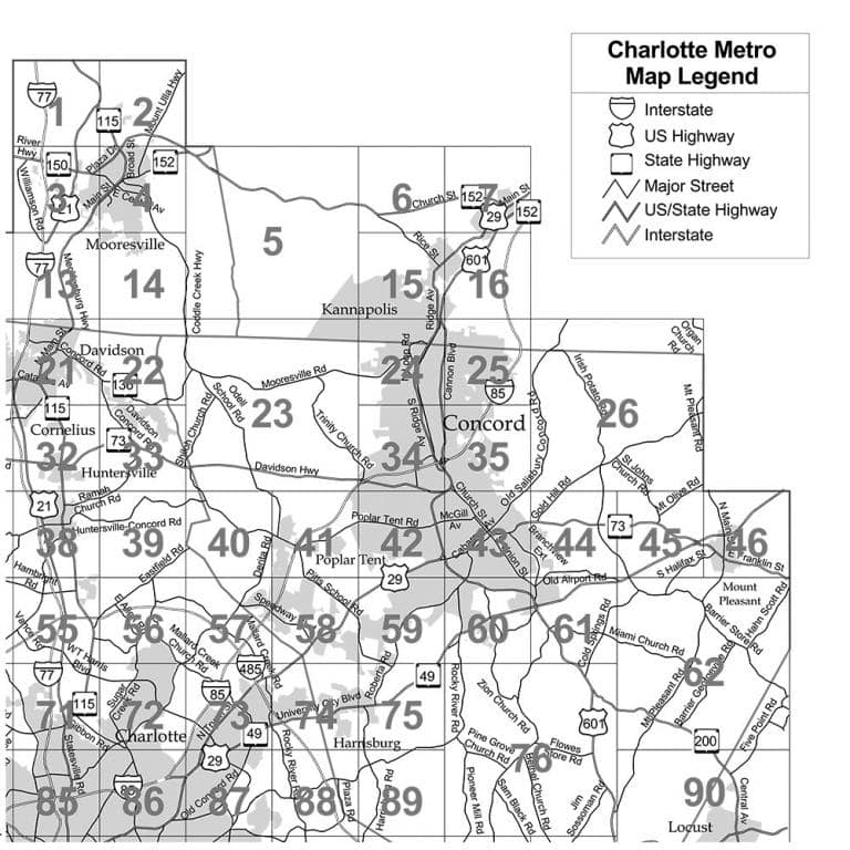 Charlotte 25 Mile Radius Atlas The Map Shop