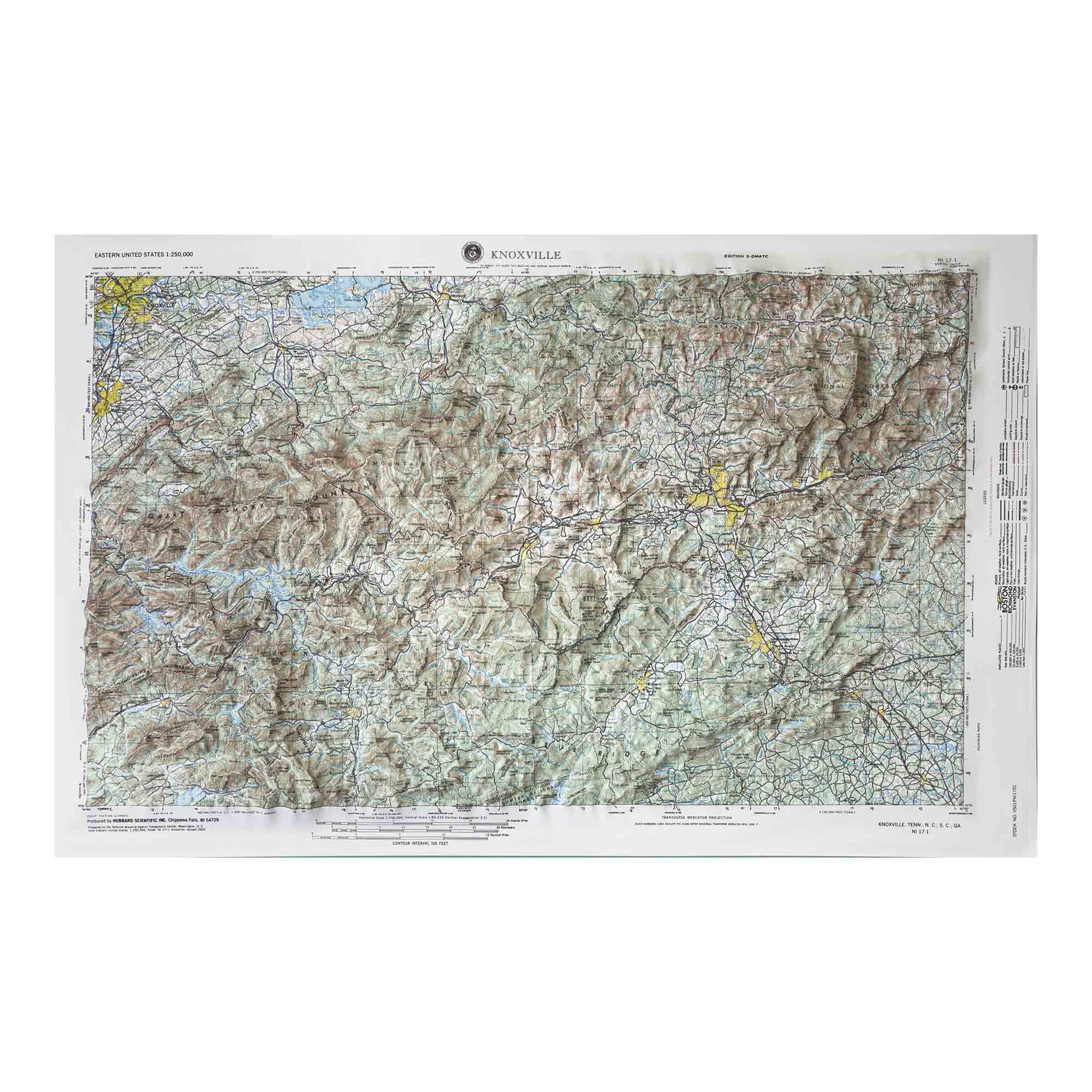 Knoxville, TN Regional Raised Relief Map by Hubbard Scientific - The Map  Shop