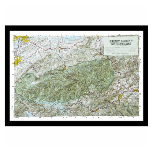 Detailed map of Great Smoky Mountains National Park, featuring topographical details, hiking trails, and scenic routes, ideal for outdoor enthusiasts and travelers.
