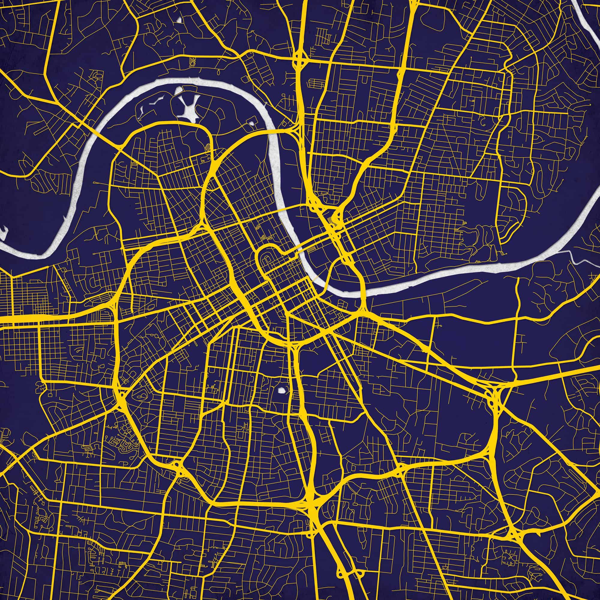 Nashville, Tennessee Map Art by City Prints - The Map Shop, image size:2000x2000