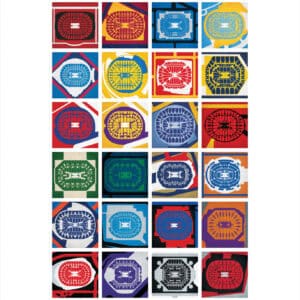 Green stadium map art design, disruptively vibrant and modern tennis and sports venue graphics, ideal for sports enthusiasts, event planners, or stadium branding. High-quality, colorful, and stylish, perfect for posters or digital use.