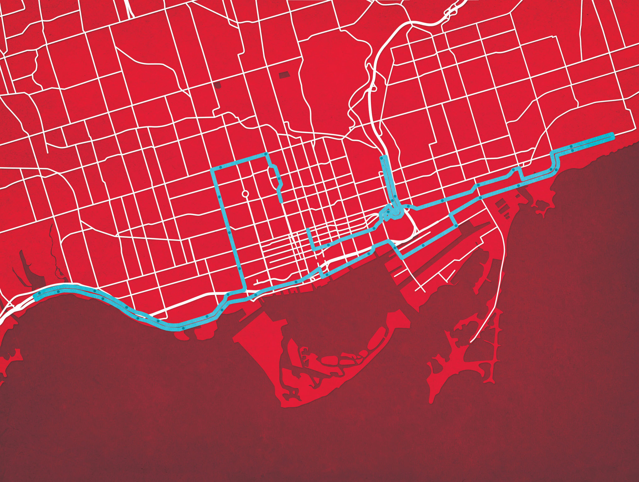 Scotibank Toronto Waterfront Marathon Course Map Art by City Prints