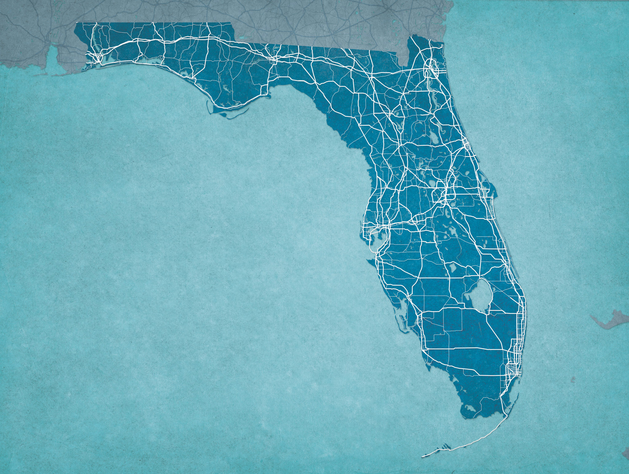 Florida Map Art by City Prints