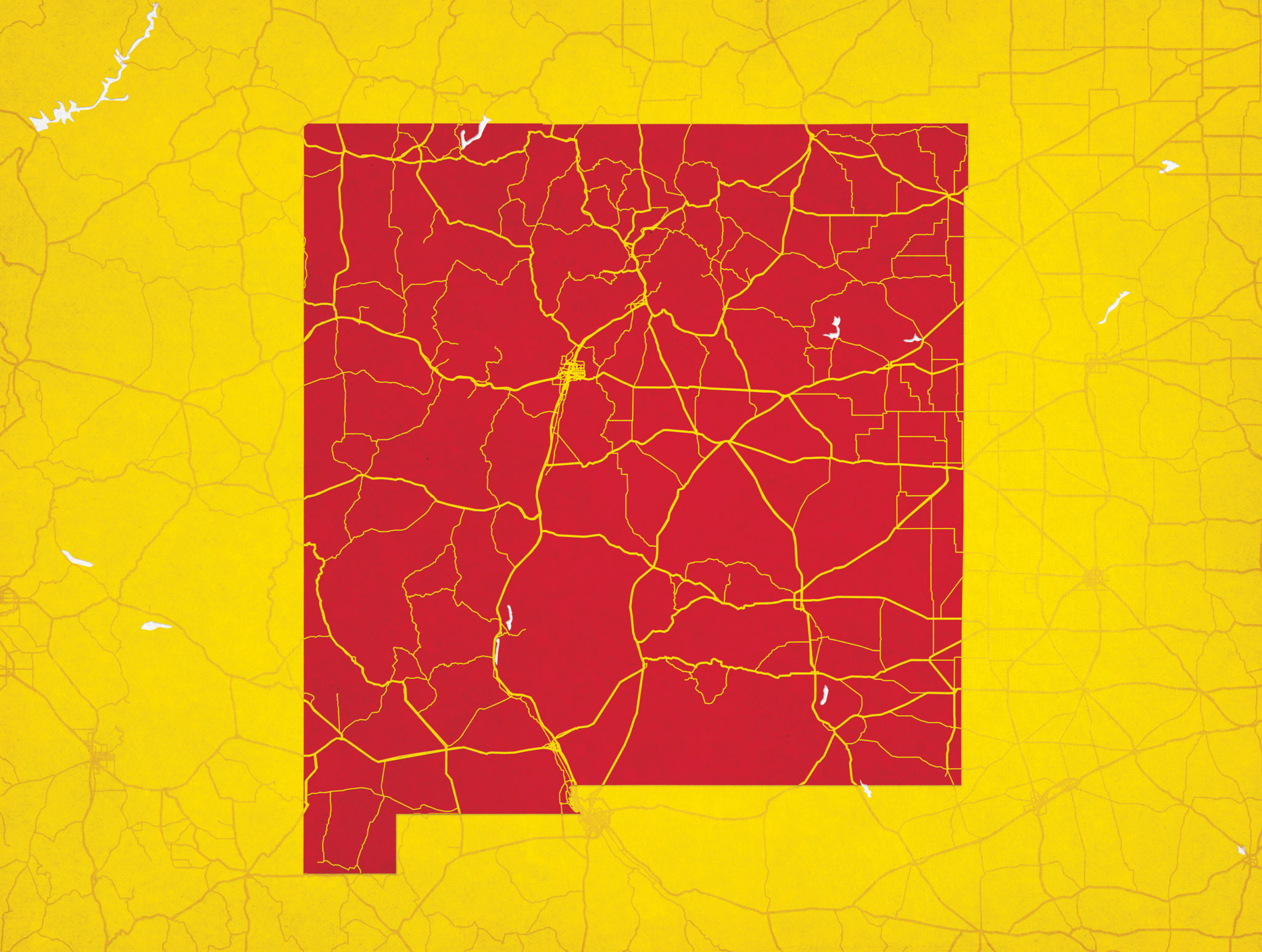 New Mexico Map Art by City Prints