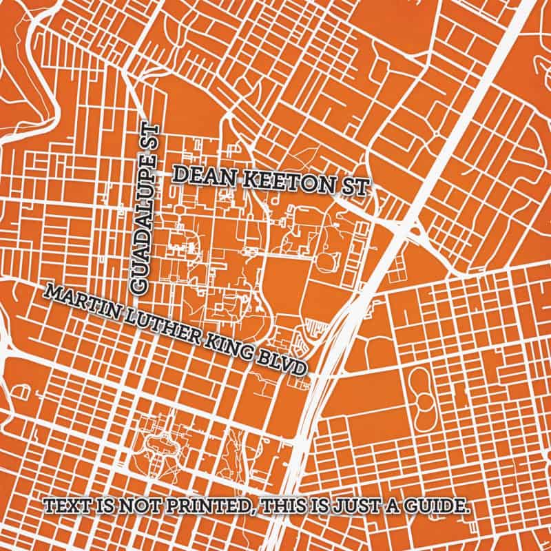 University of Texas at Austin Campus Map Art by City Prints - The Map Shop