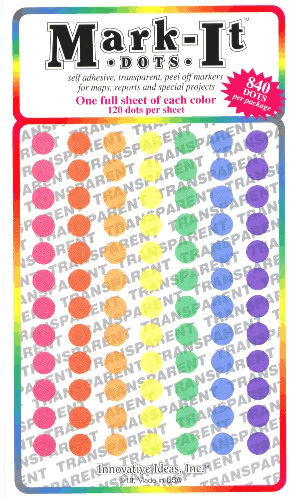 Medium 1/4 Transparent Mark It Brand Dots 7 Color Pack