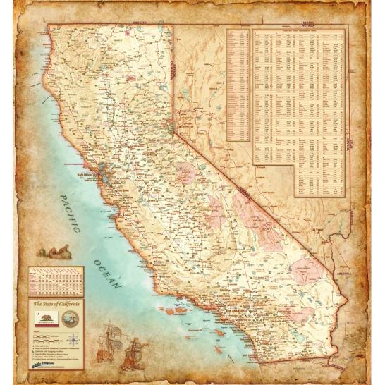 California Antique State Wall Map by Compart