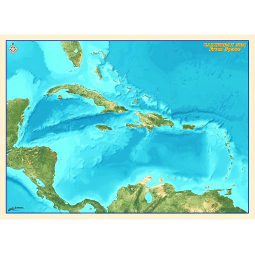 Caribbean From Space Wall Map by Compart