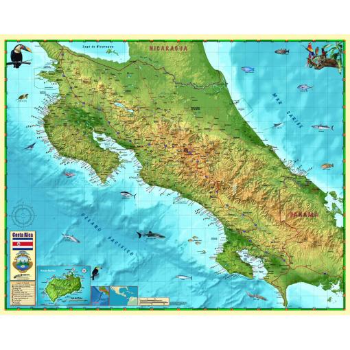 Costa Rica Wall Map by Compart
