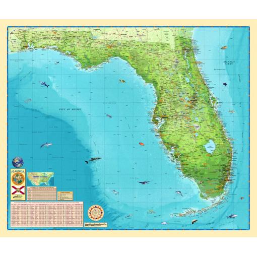 Florida Illustrated State Wall Map by Compart