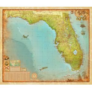 Florida Antique State Wall Map by Compart