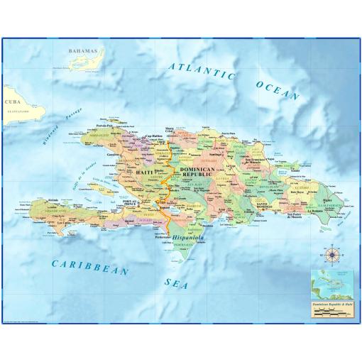 Haiti / Dominican Republic Wall Map by Compart