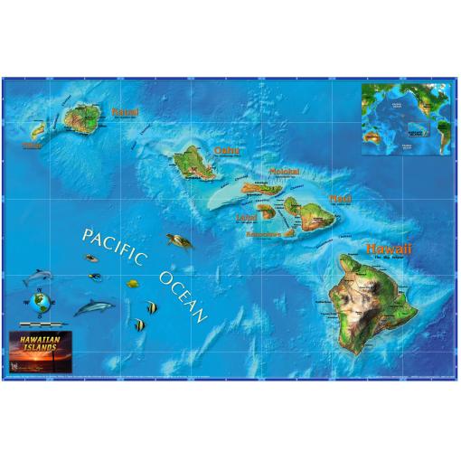 Hawaii Illustrated State Wall Map by Compart