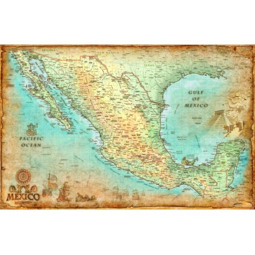 Mexico Antique Wall Map by Compart