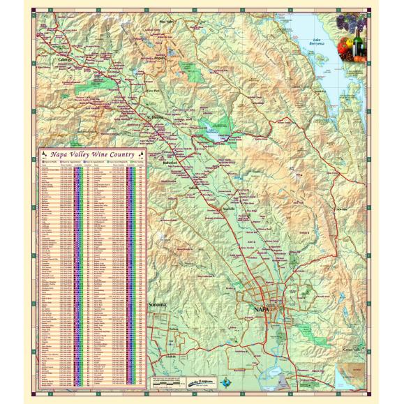 Napa Valley Wine Country Wall Map by Compart