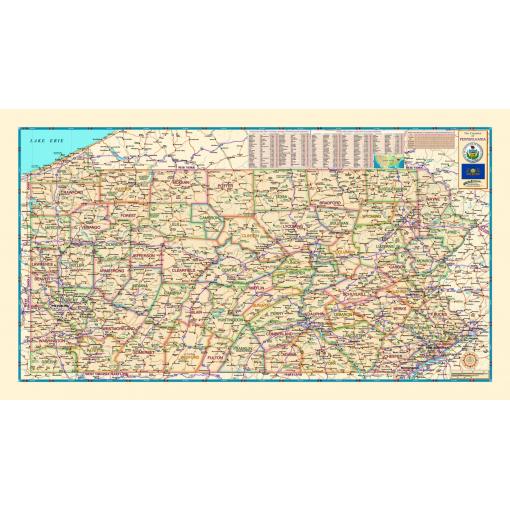 Pennsylvania Counties State Wall Map by Compart