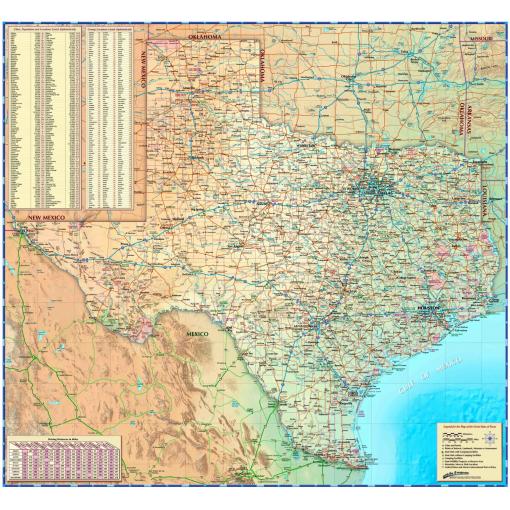 Texas Illustrated State Wall Map by Compart