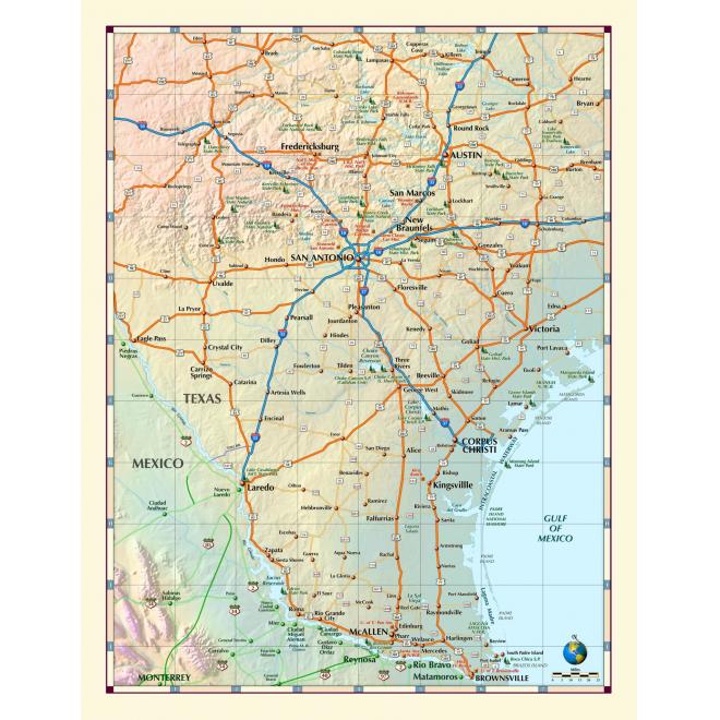 South Texas Wall Map by Compart