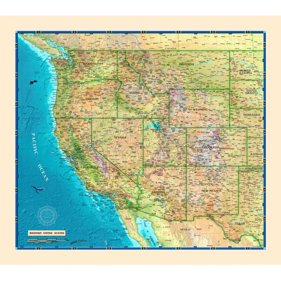 Western United States Wall Map - COMUSWEST 902x800