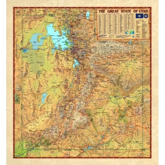 Utah Illustrated State Wall Map by Compart