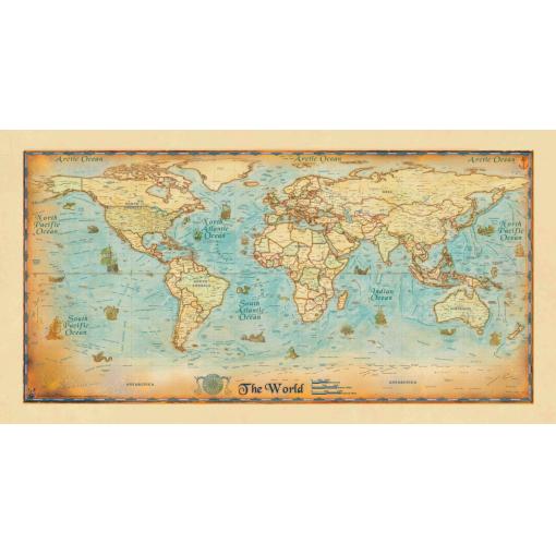 World Antique Wall Map Europe Centered by Compart