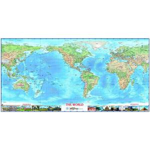World Physical Wall Map w/Wonders Americas Centered by Compart