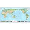 World Physical Wall Map w/Wonders Pacific Centered (Light Oceans) by Compart