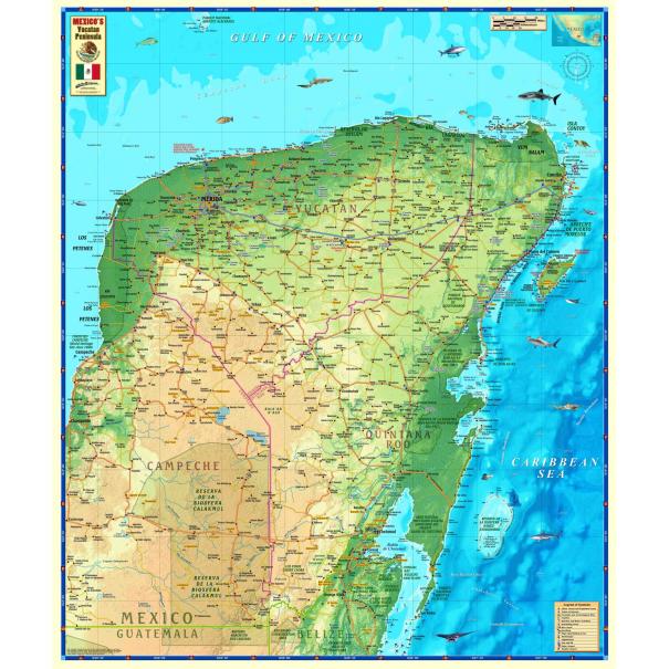 Mayan Riviera Yucatan Peninsula Wall Map by Compart