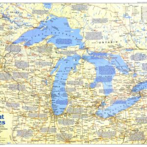 Great Lakes Map Side 1 - Published 1987 by National Geographic