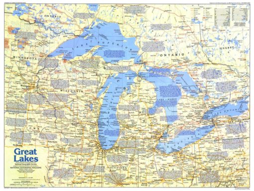 Great Lakes Map Side 1 - Published 1987 by National Geographic