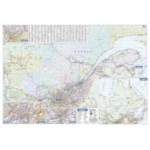 Quebec Province Wall Map - South Portion with North Inset by Lucid Map