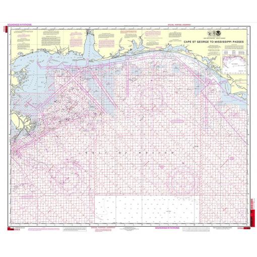NOAA Chart - Cape St. George to Mississippi Passes (Oil and Gas Leasing Areas) - 1115A