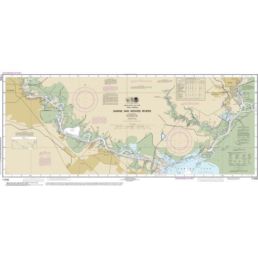 NOAA Chart - Sabine and Neches Rivers - 11343