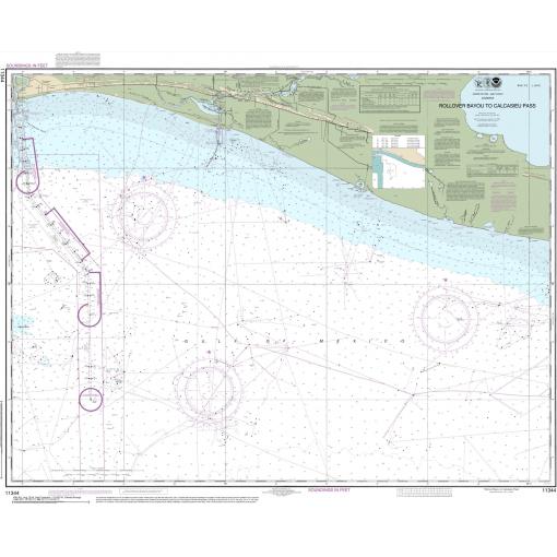 NOAA Chart - Rollover Bayou to Calcasieu Pass - 11344