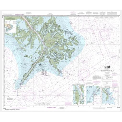 NOAA Chart - Mississippi River Delta; Southwest Pass; South Pass; Head of Passes - 11361