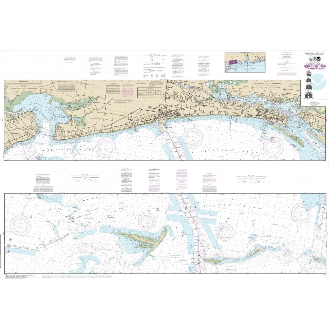 NOAA Chart Intracoastal Waterway Dog Keys Pass to Waveland 11372