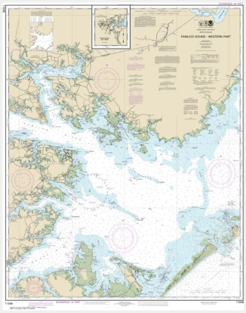 40.97 X 59.12 Paper Chart NOAA Chart 11541 Intracoastal Waterway Neuse River to Myrtle Grove Sound