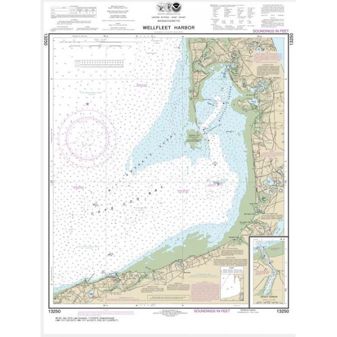 NOAA Chart - Wellfleet Harbor;  Sesuit Harbor - 13250