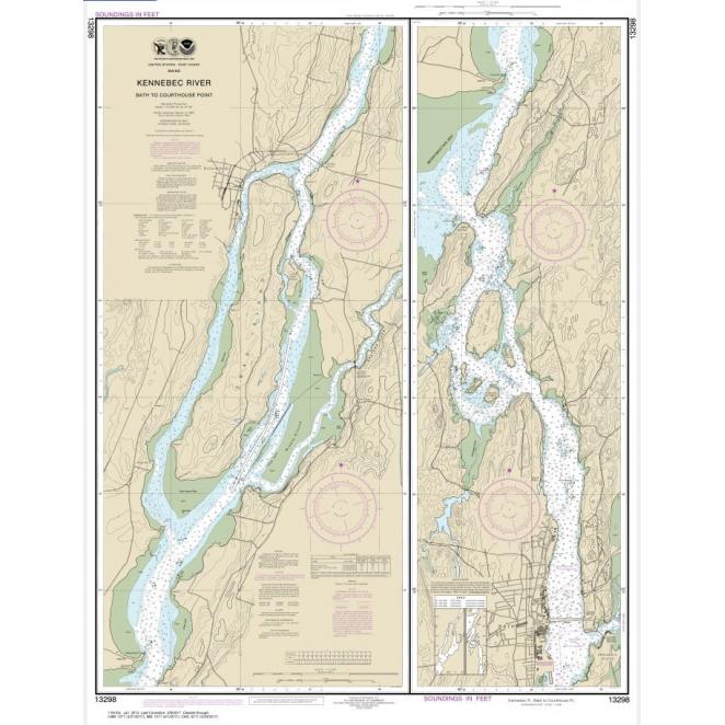 NOAA Chart - Kennebec River Bath to Courthouse Point - 13298