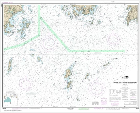 NOAA Chart - Approaches to Penobscot Bay - 13303 - The Map Shop