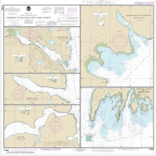 NOAA Chart - Harbors in Chatham Strait and vicinity Gut Bay, Chatham Strait; Hoggatt Bay, Chatham Strait; Red Bluff Bay, Chatham Strait; Herring Bay and hapin Bay, Frederick Sound; Surprise Hbr, and Murder Cove, Frederick Sound - 17336