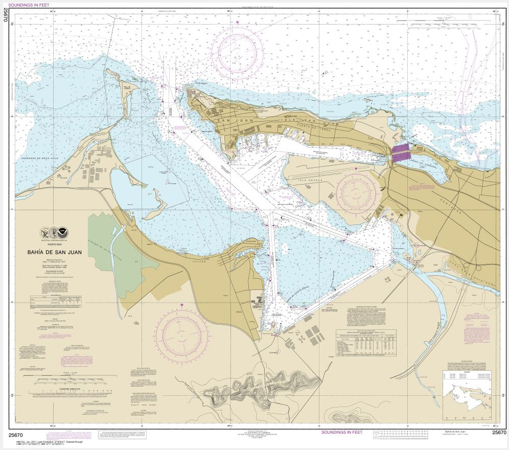 NOAA Chart - Bahia de San Juan - 25670 - The Map Shop