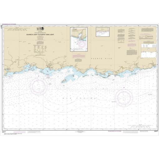 NOAA Chart - South Coast of Puerto Rico Guanica Light to Punta Tuna Light; Las Mareas - 25677