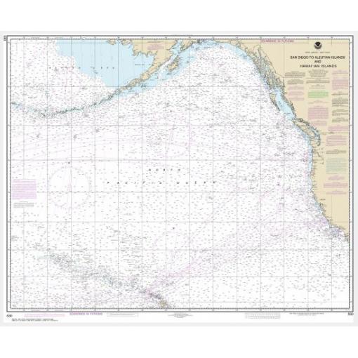 NOAA Chart - North America West Coast San Diego to Aleutian Islands and Hawaiian Islands - 530