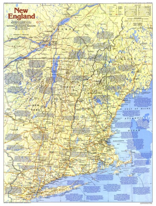 New England Map Side 1 - Published 1987 by National Geographic